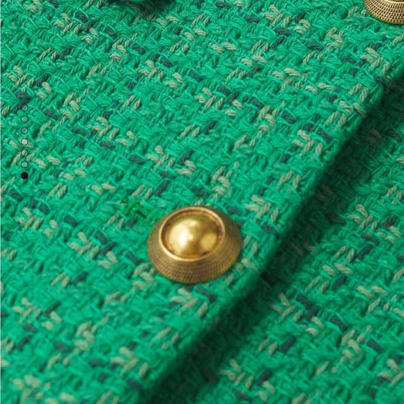 NWT Mango Pocket Tweed Jacket XS Green - Picture 5 of 11